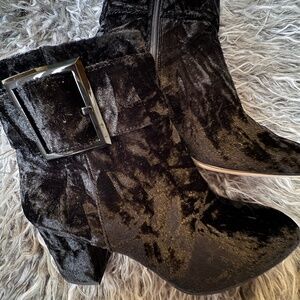 Black Crushed Velvet Ankle Boots